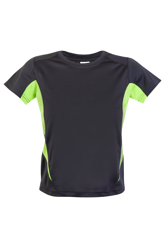 Kids Accelerator Cool-Dry T-shirt - Charcoal/Lime - Front