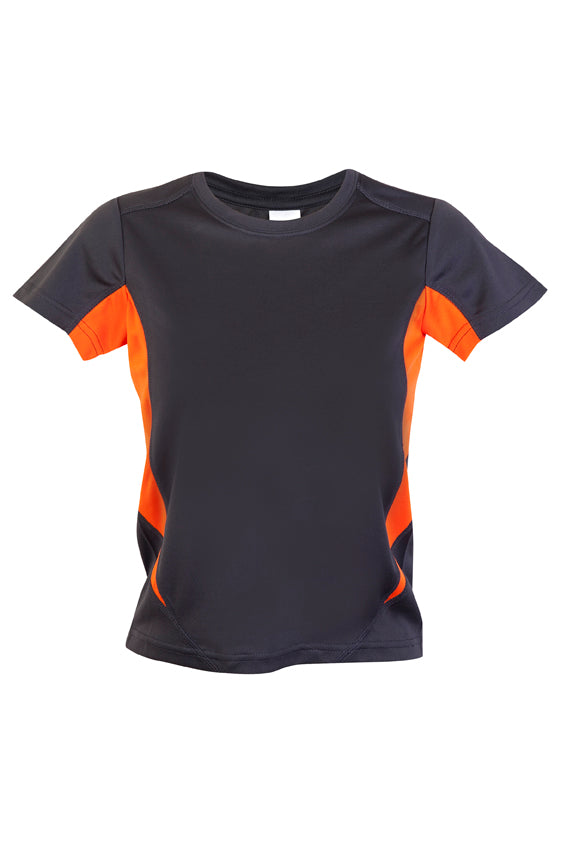 Kids Accelerator Cool-Dry T-shirt - Charcoal/Orange - Front