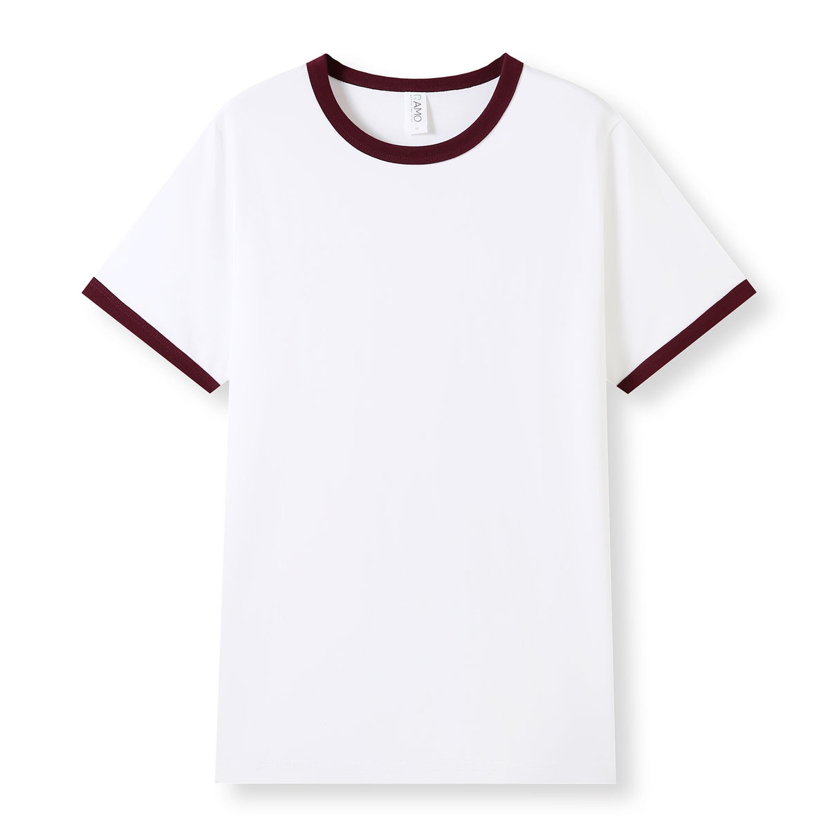 Men's / Unisex Ringer T-shirt - White/Maroon - Front