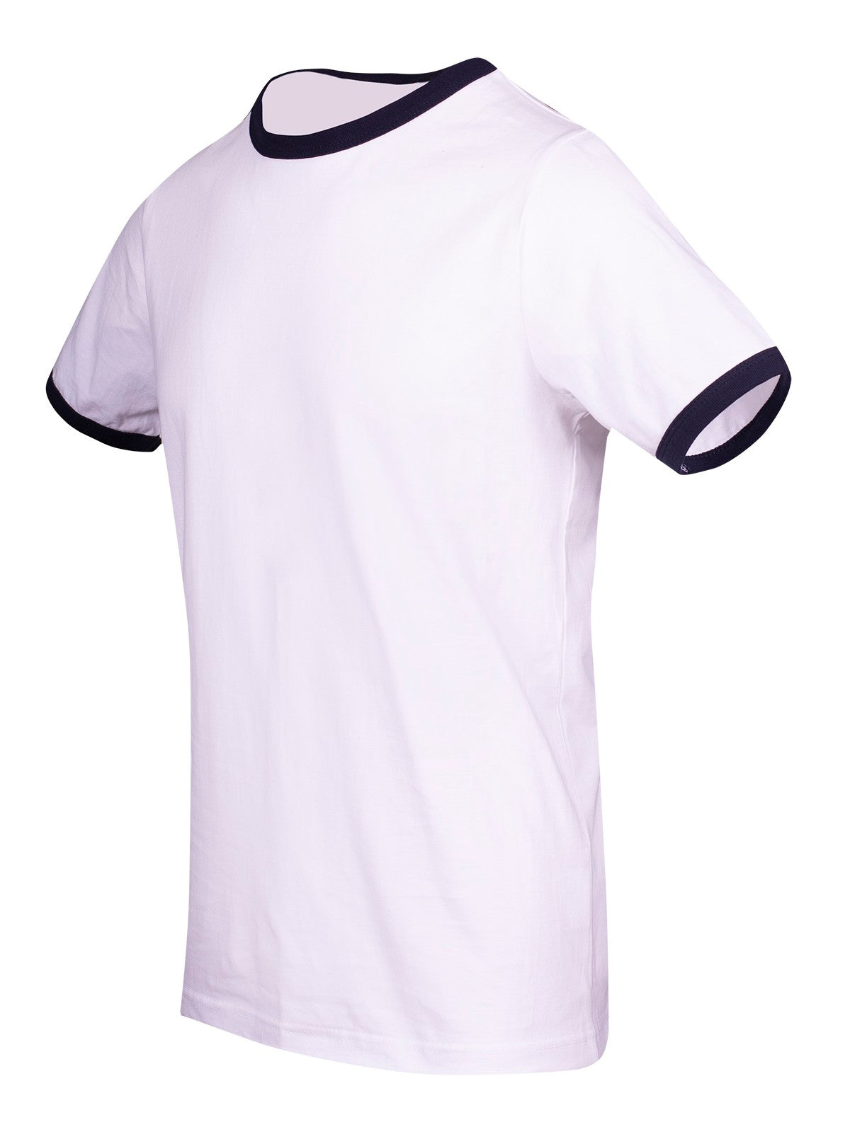 Men's / Unisex Ringer T-shirt - White/Navy - Side