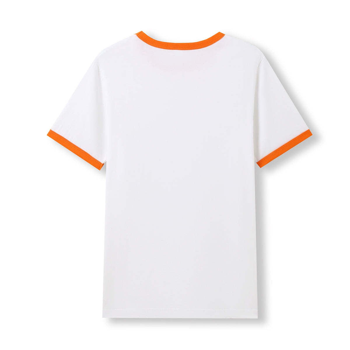 Men's / Unisex Ringer T-shirt - White/Orange - Back