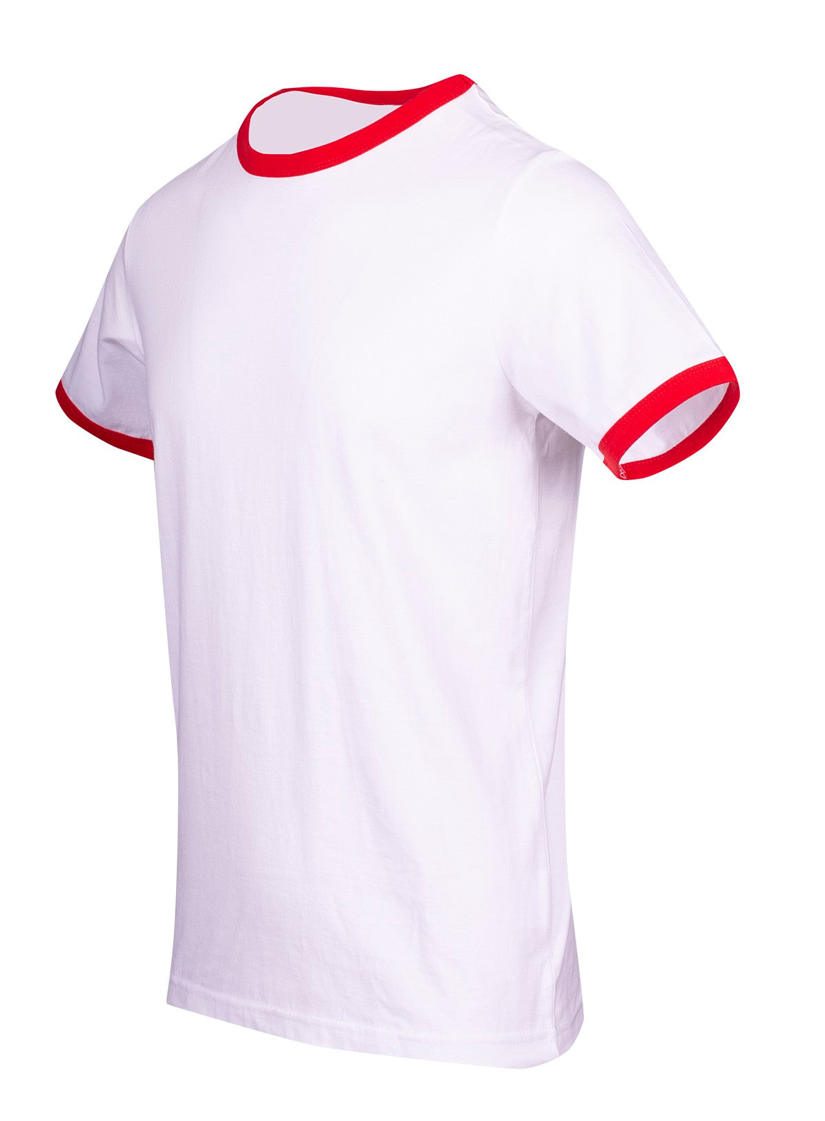 Men's / Unisex Ringer T-shirt - White/Red - Side