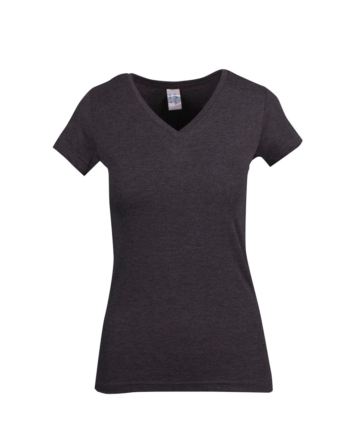 Womens Marl V-neck T-shirt - Dark Marl - Front