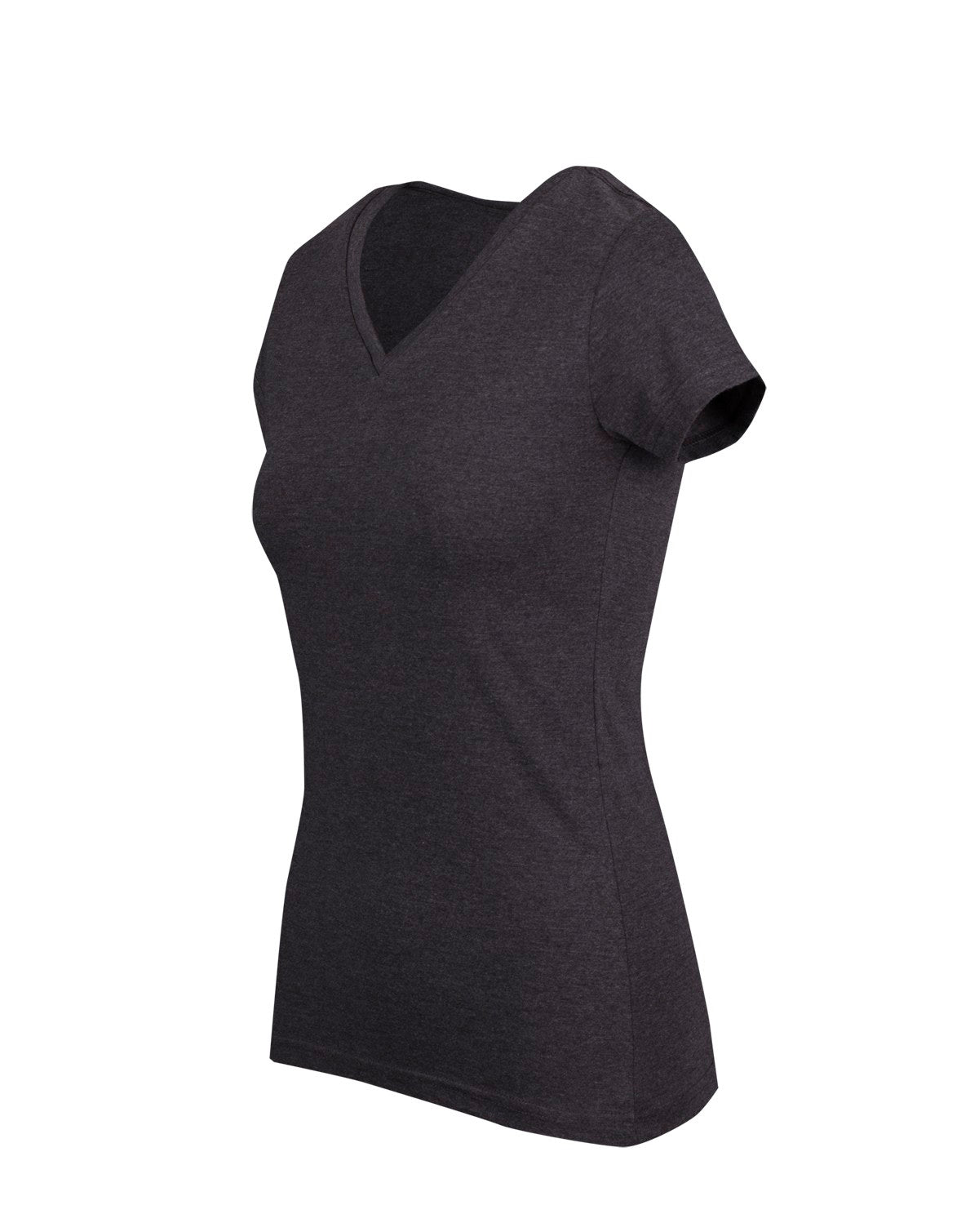 Womens Marl V-neck T-shirt - Dark Marl - Side