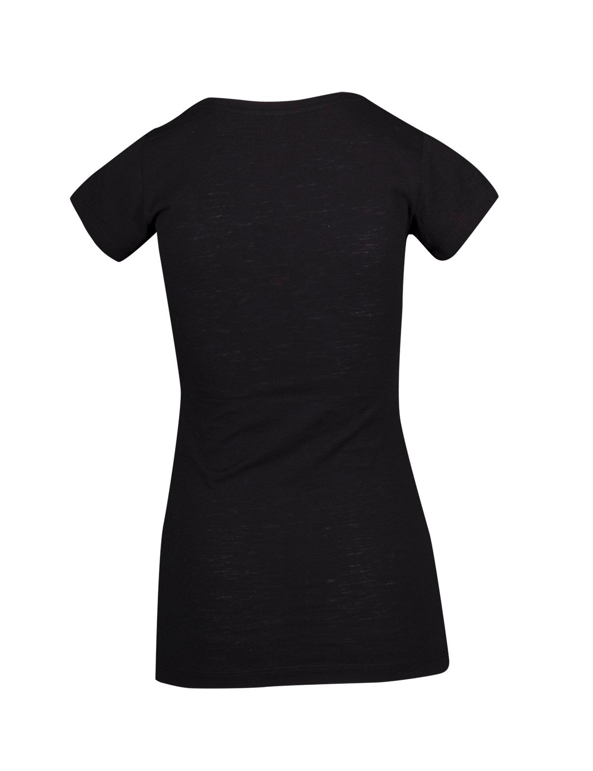 Women's Raw Cotton Wave V Neck Tshirt - Black - Back