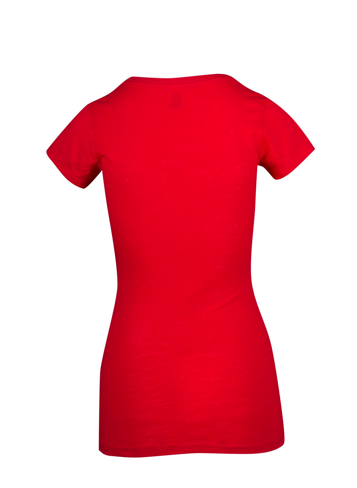 Women's Raw Cotton Wave V Neck Tshirt - Red - Back