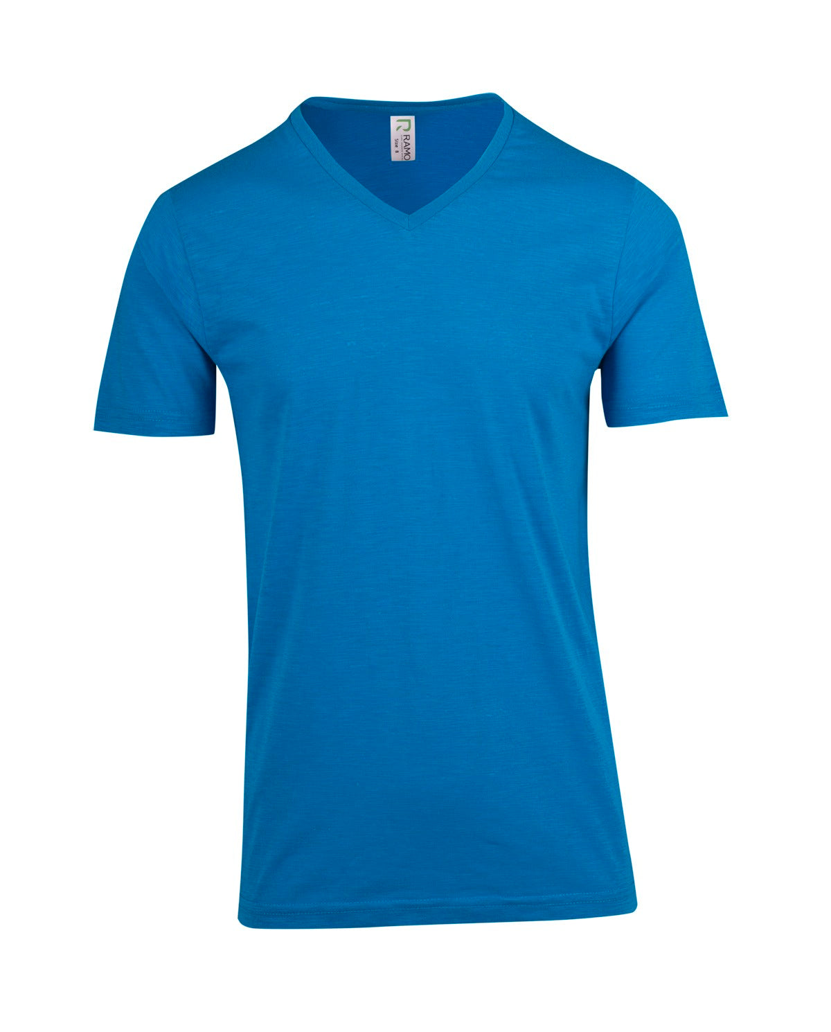 Men's / Unisex Raw Cotton Wave V Neck T-shirt - Azure - Front