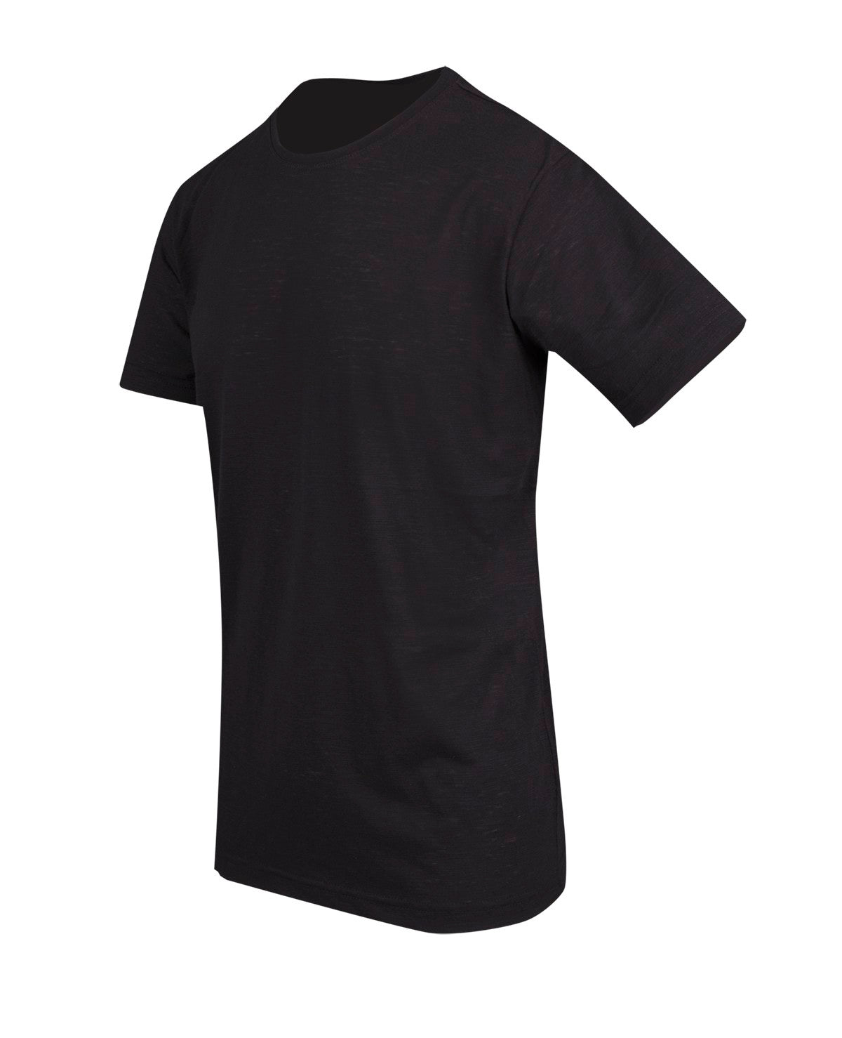 Men's / Unisex Raw Cotton Wave V Neck T-shirt - Black - Side