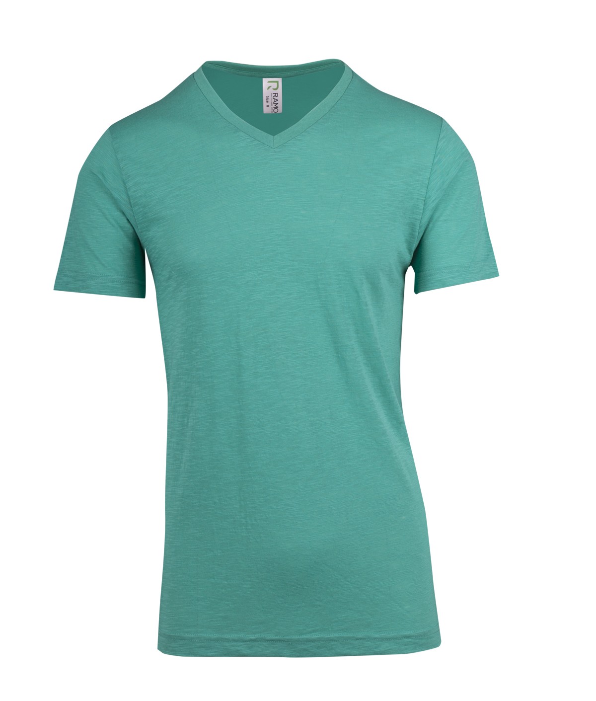 Men's / Unisex Raw Cotton Wave V Neck T-shirt - Fruit Green - Front