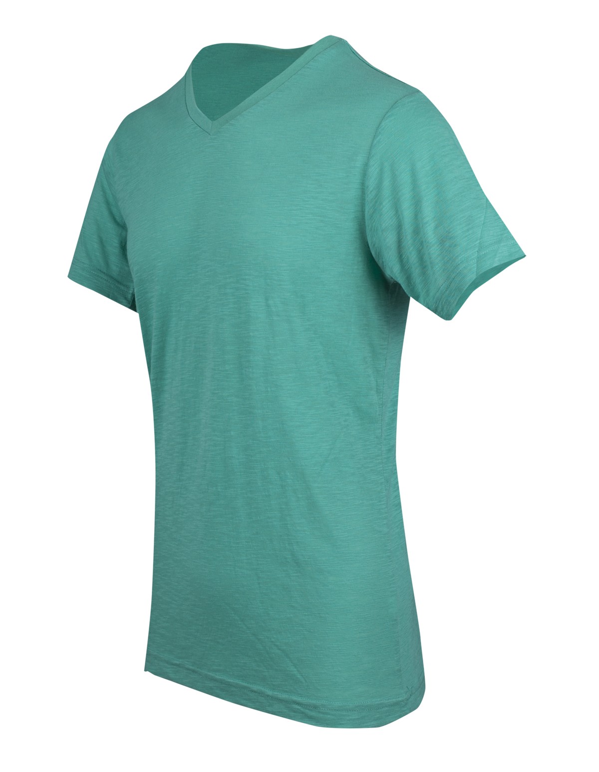 Men's / Unisex Raw Cotton Wave V Neck T-shirt - Fruit Green - Side