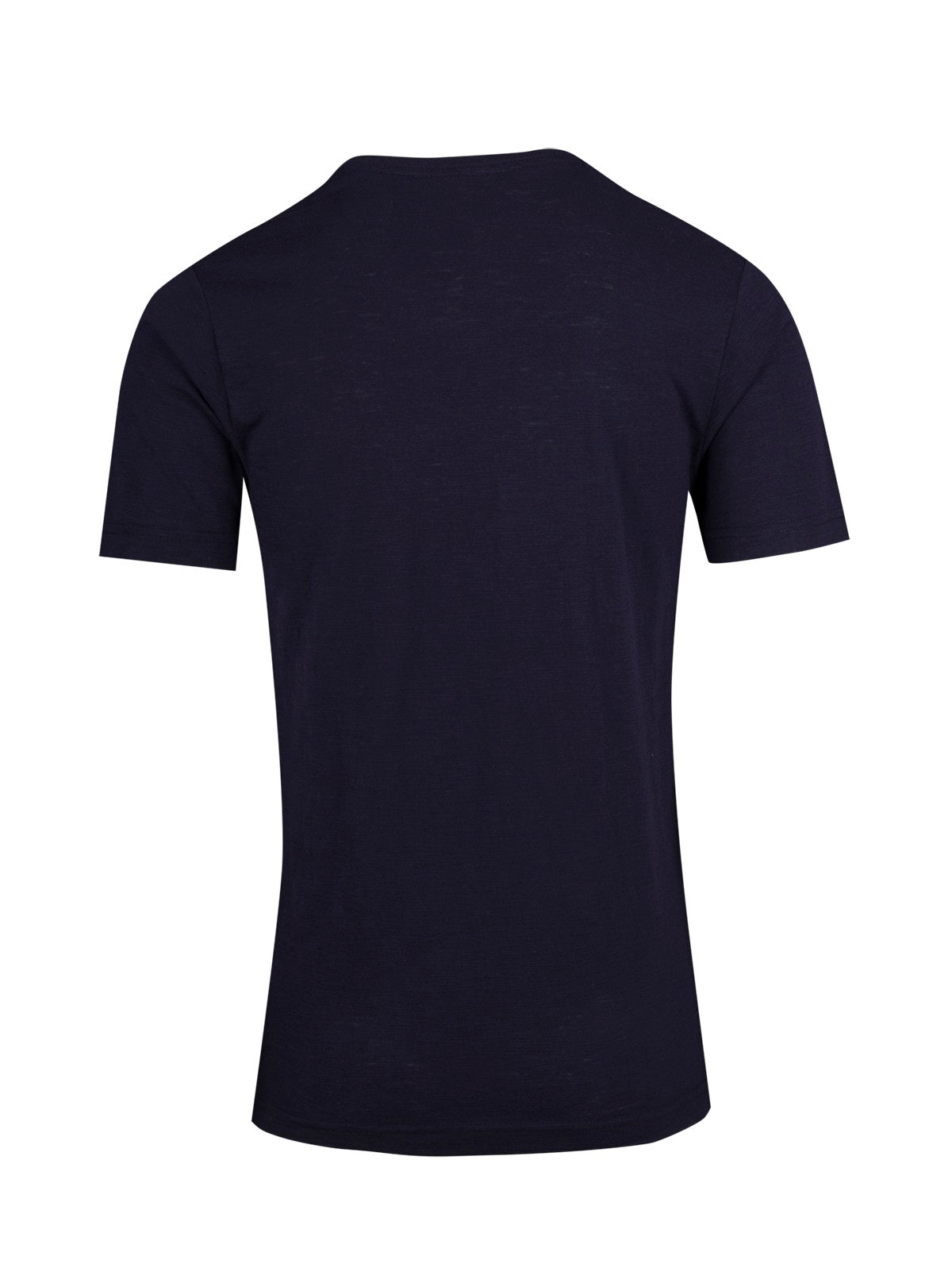 Men's / Unisex Raw Cotton Wave V Neck T-shirt - Navy Blue - Back