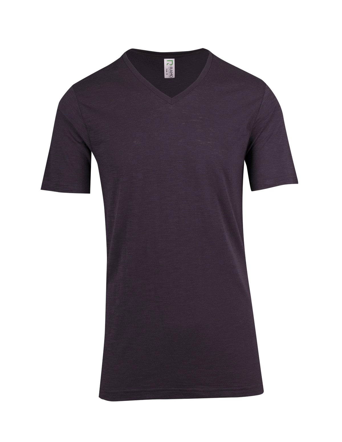 Men's / Unisex Raw Cotton Wave V Neck T-shirt - New Charcoal - Front