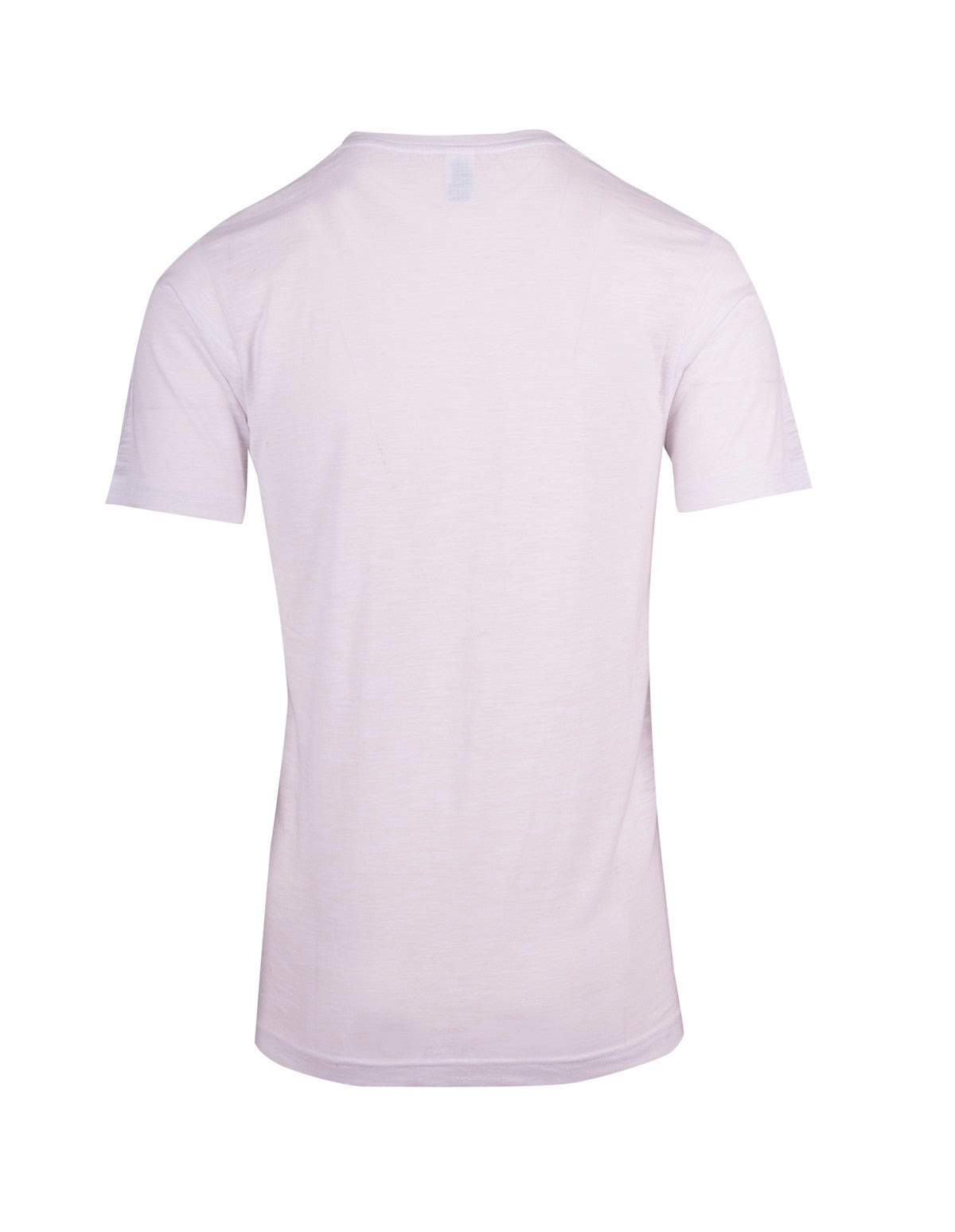Men's / Unisex Raw Cotton Wave V Neck T-shirt - White - Back