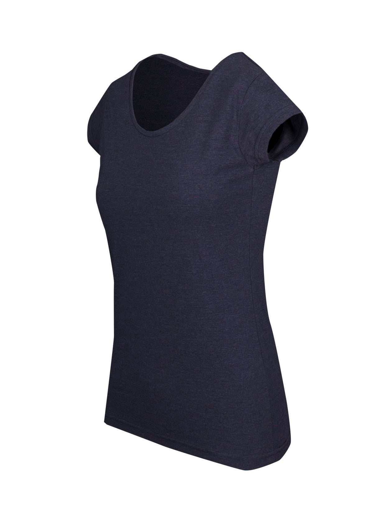 Womens Marl Scoop Neck T-shirt - Navy Marl - Side