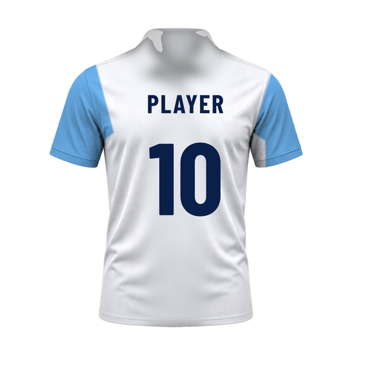 Staff Side Block Work Polo: sublimated business design, back view