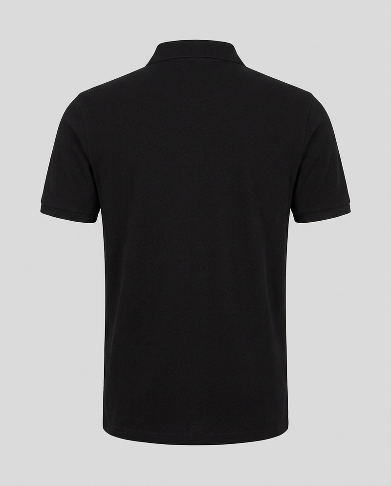 Plain polo shirt, back view (illustrative)