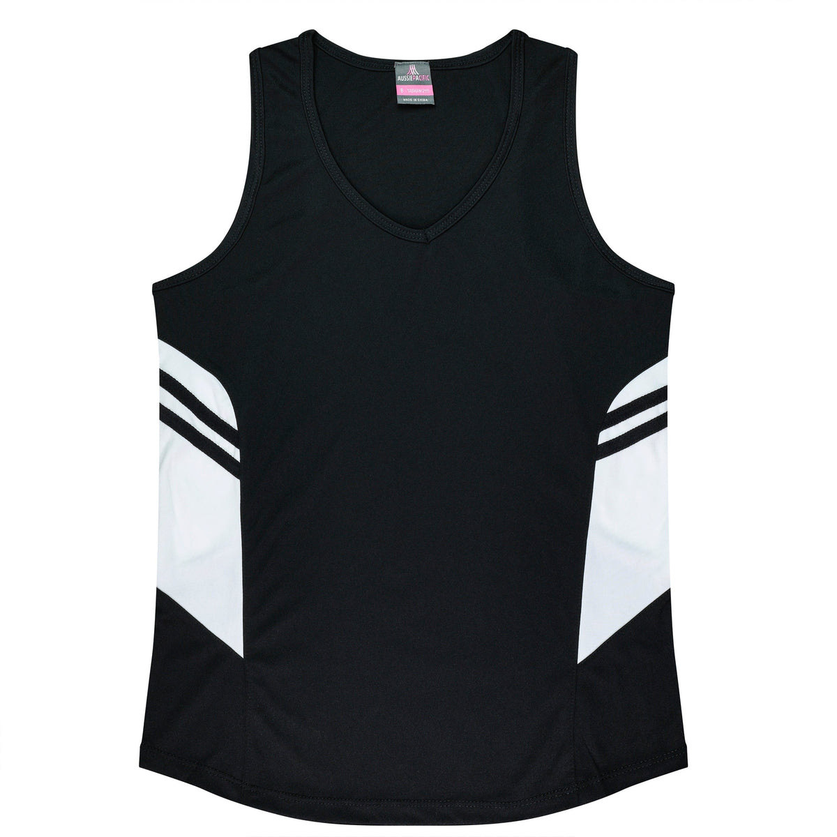 Aussie Pacific Tasman Ladies Singlet 2111 - Black/White