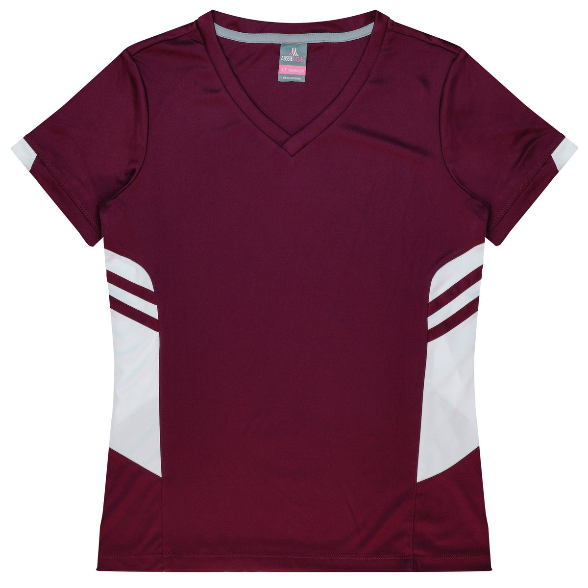 Aussie Pacific Tasman Ladies Tee 2211 - Maroon/White