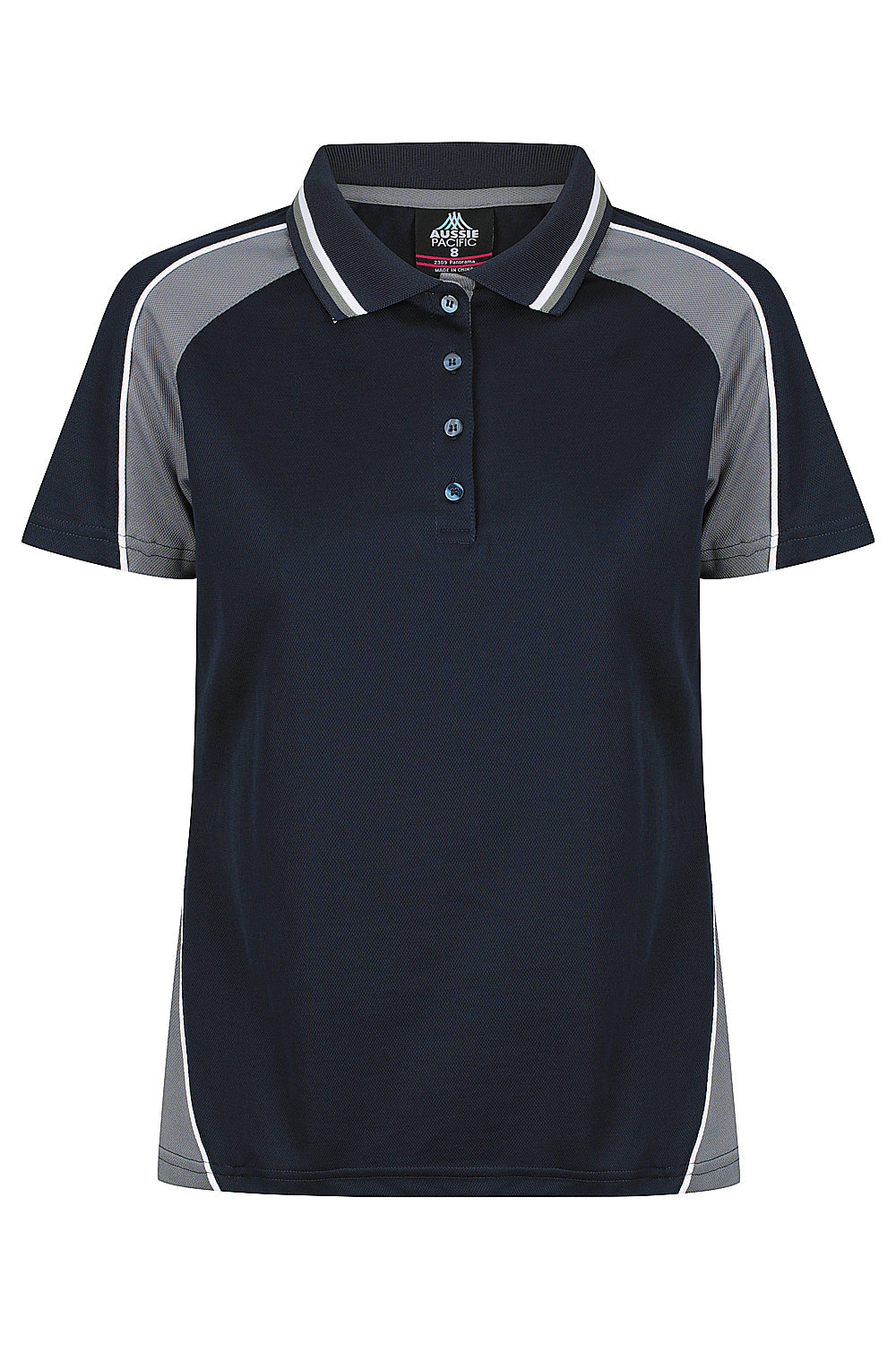 Aussie Pacific Panorama Ladies Polo 2309 - Navy/Ashe/White