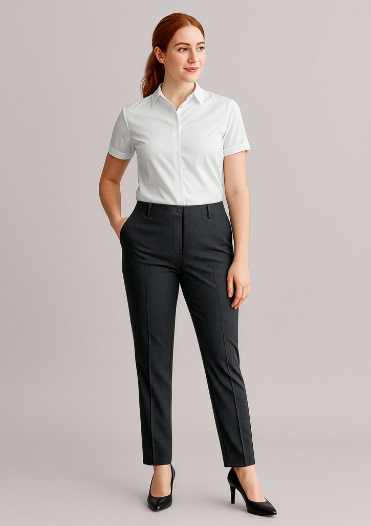 Siena Womens Bandless Elastic Waist Pant - Black - Model