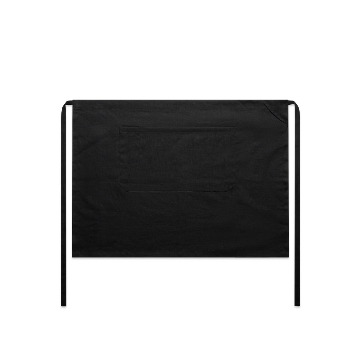 Linen Half Apron 1087 - Black - Front