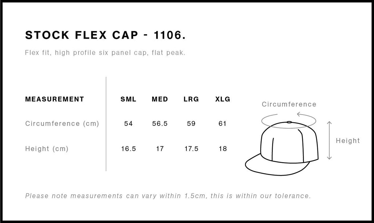 Stock Flex Cap 1106 - Size guide