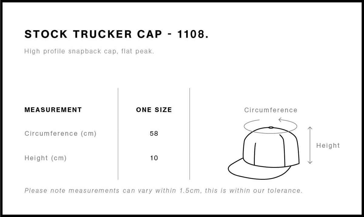 Stock Trucker Cap 1108 - Size guide