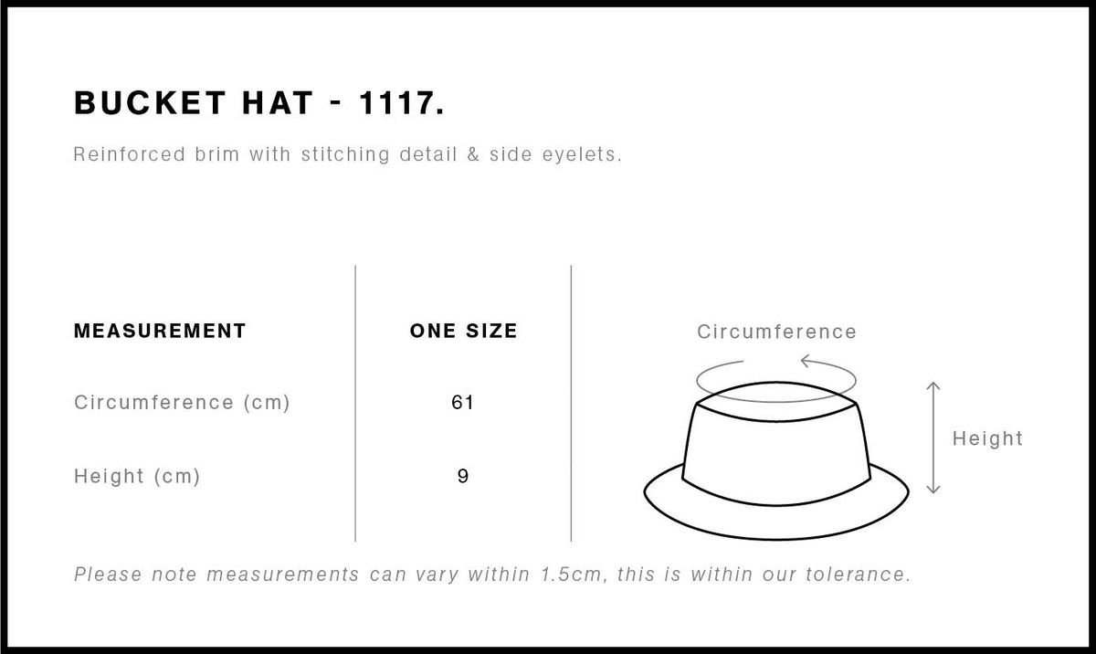 Bucket Hat 1117 - Size guide
