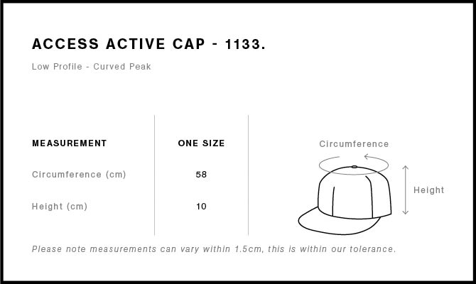 Access Active Cap 1133 - Size guide