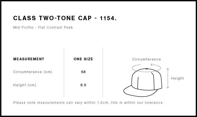 Class Two-Tone Cap 1154 - Size guide