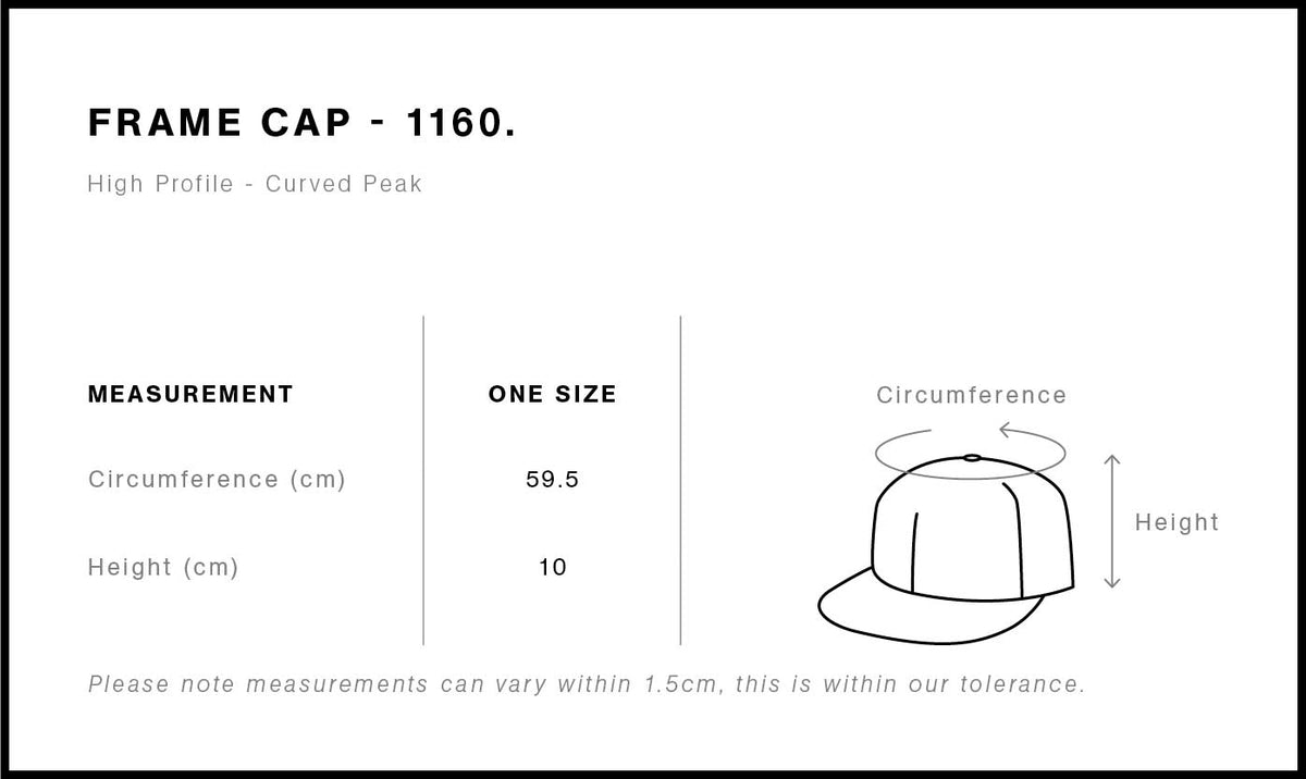 Frame Cap 1160 - Size guide