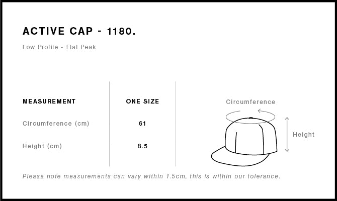 Active Finn Cap 1180 - Size guide