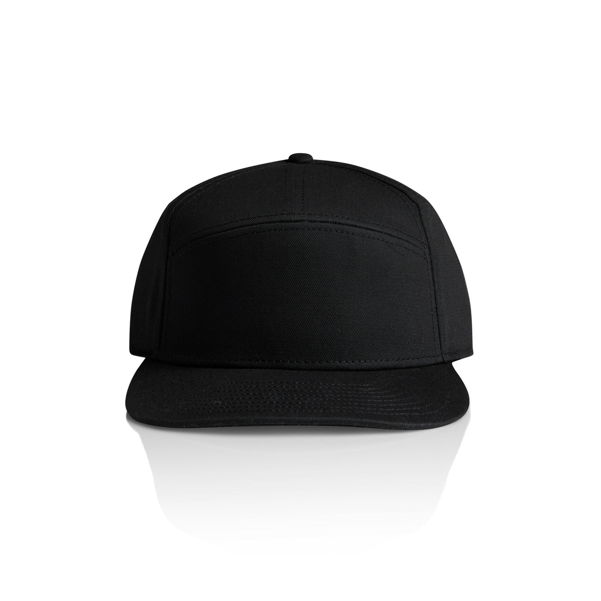 Stock 7-Panel Cap 1184 - Black - Front
