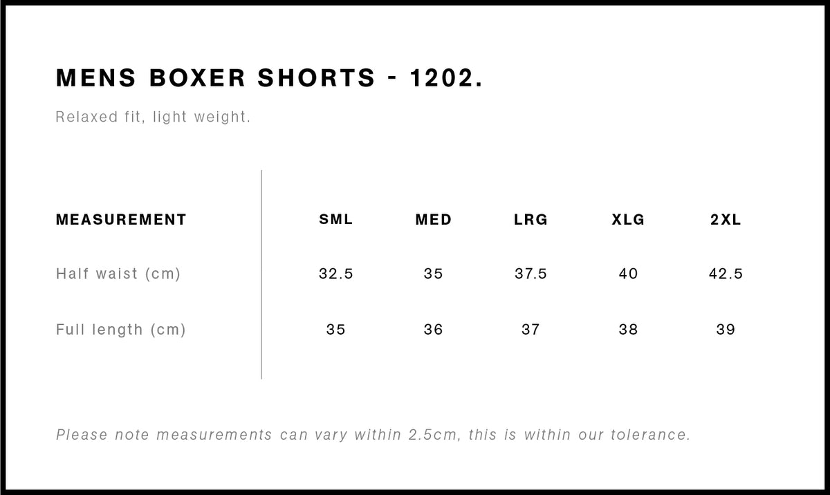 Boxer Shorts 1202 - Size guide