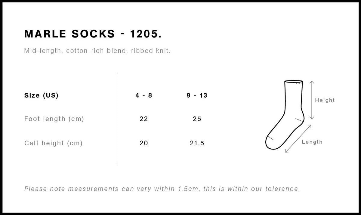 Marle Socks (2 Pairs) 1205 - Size guide