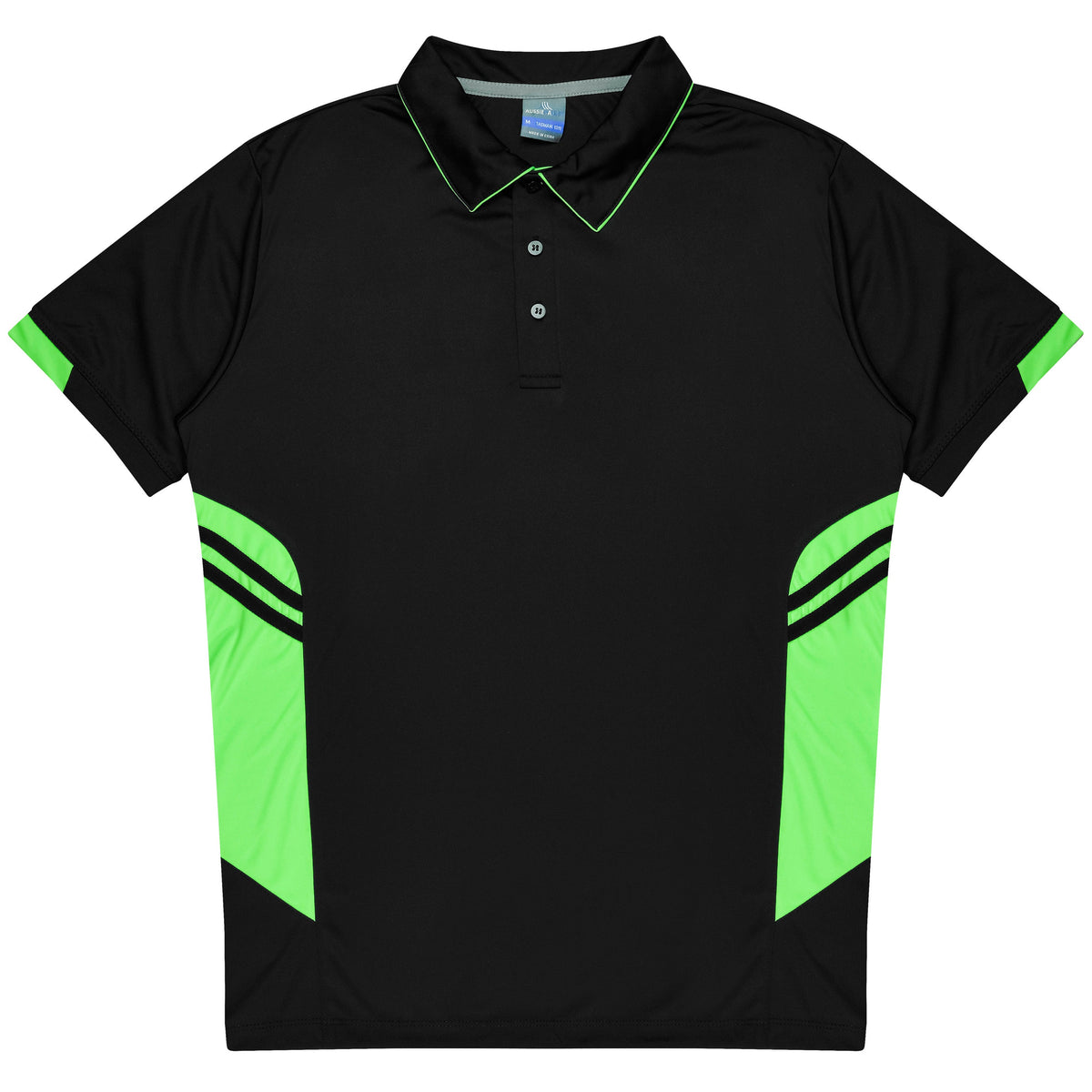 Aussie Pacific Tasman Kids Polo 3311 - Black/Neon Green