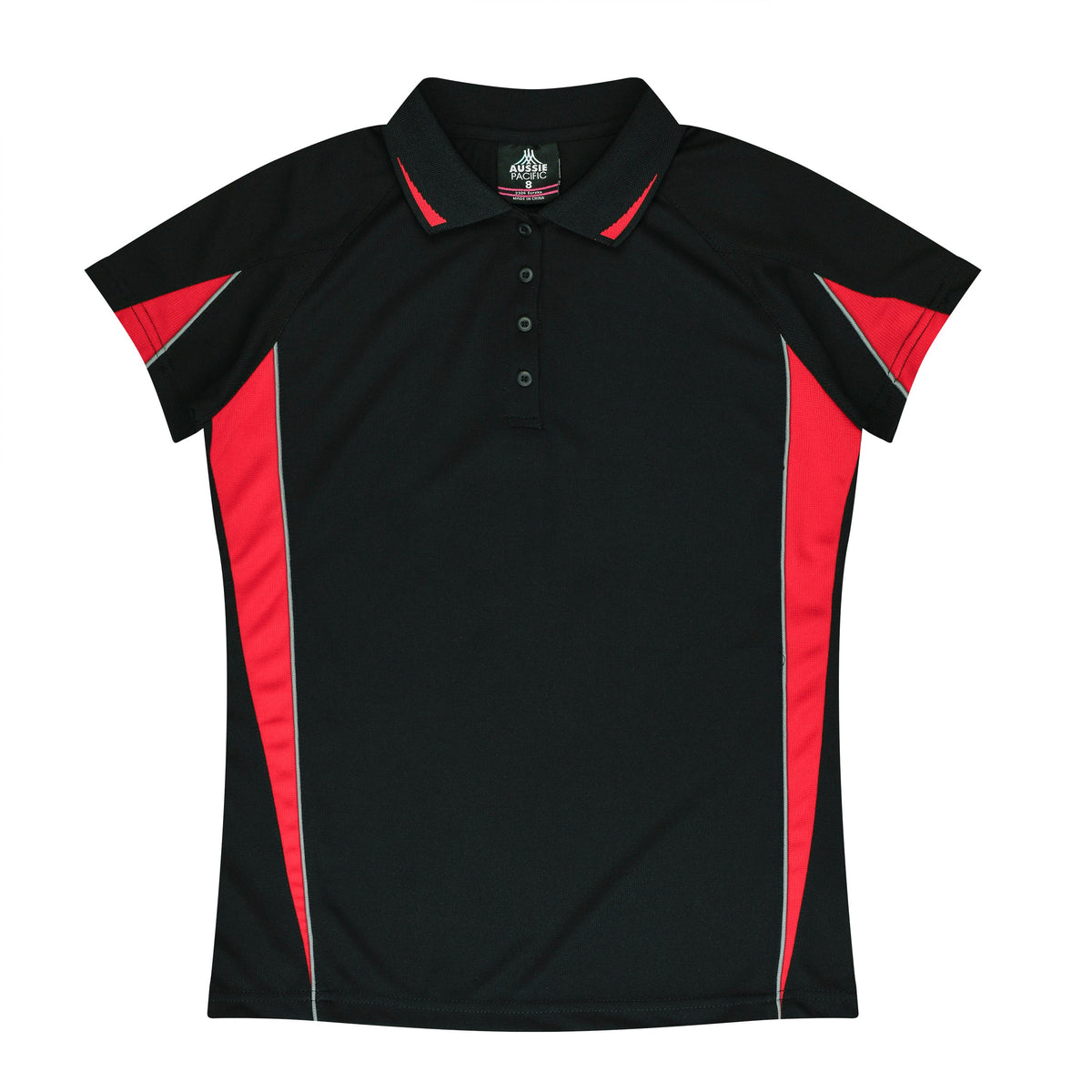 Aussie Pacific Eureka Ladies Polo 2304 - Black/Red