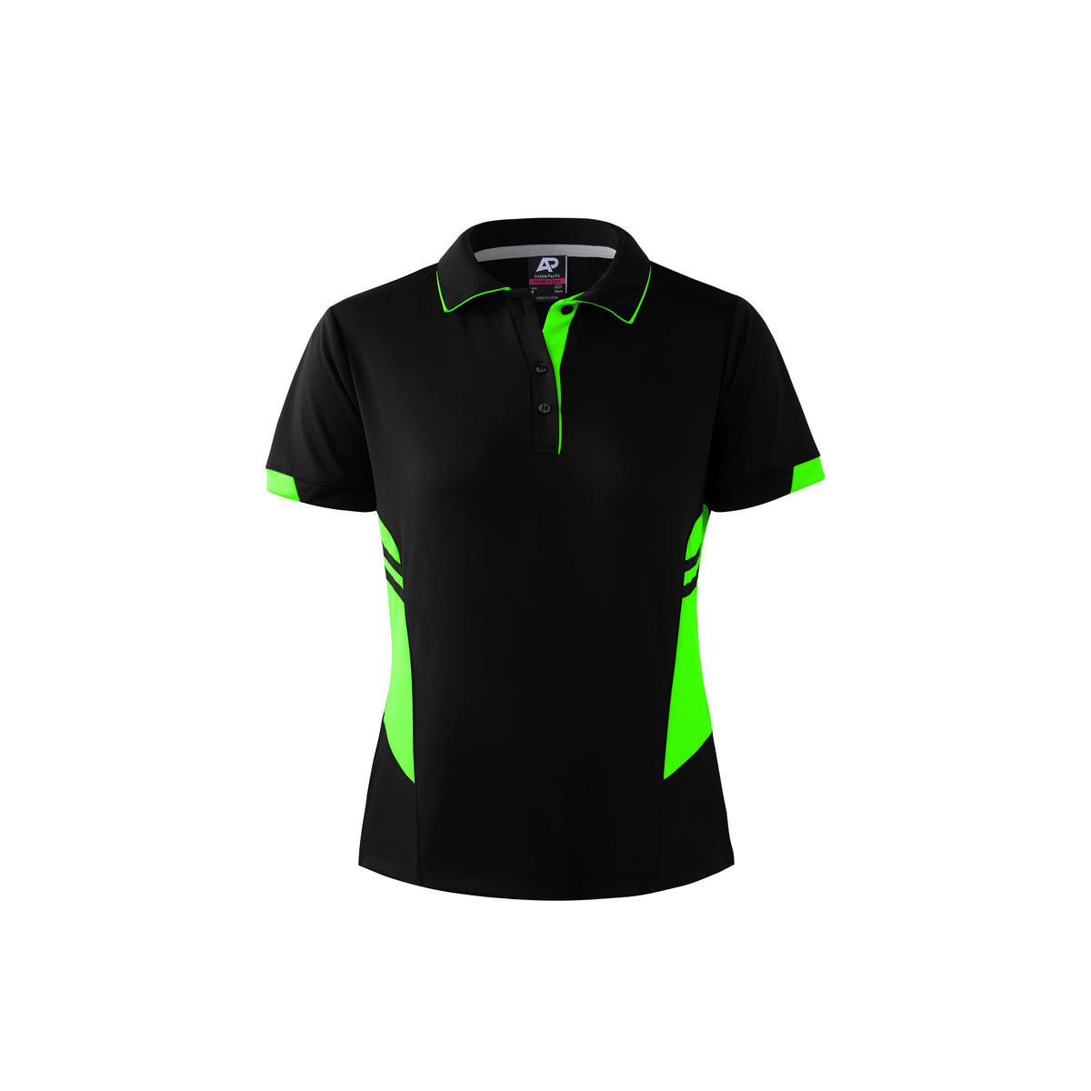 Aussie Pacific Tasman Ladies Polo 2311 - Black/Neon Green