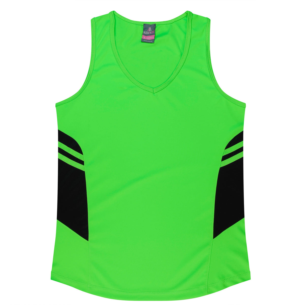 Aussie Pacific Tasman Ladies Singlet 2111 - Neon Green/Black