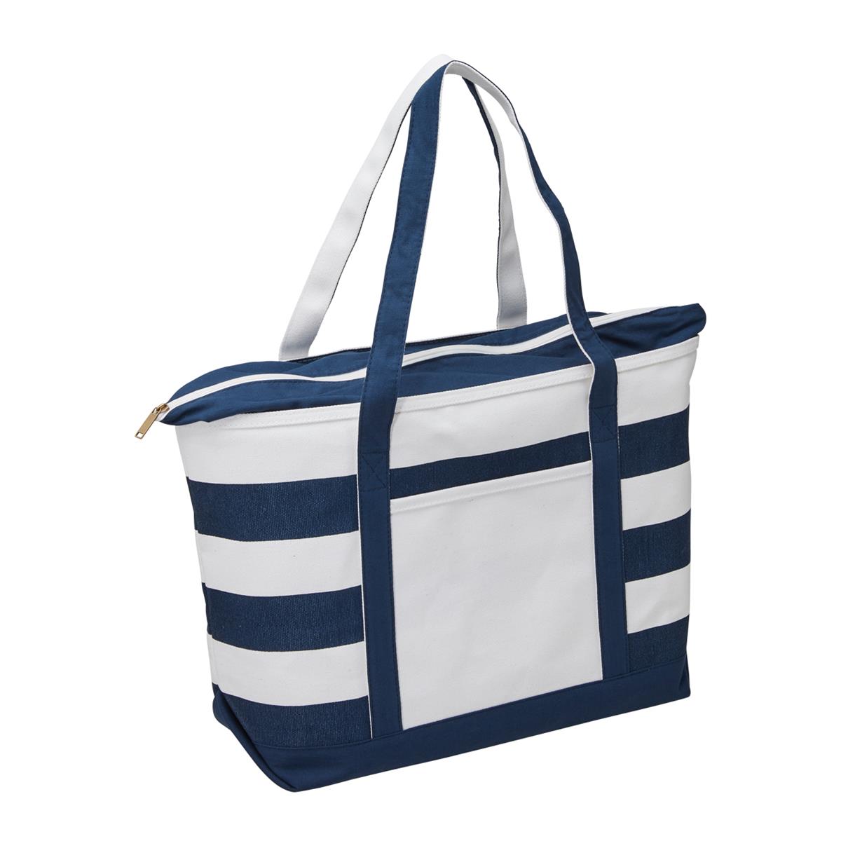 Premium Boat Tote - Natural / Navy - Front