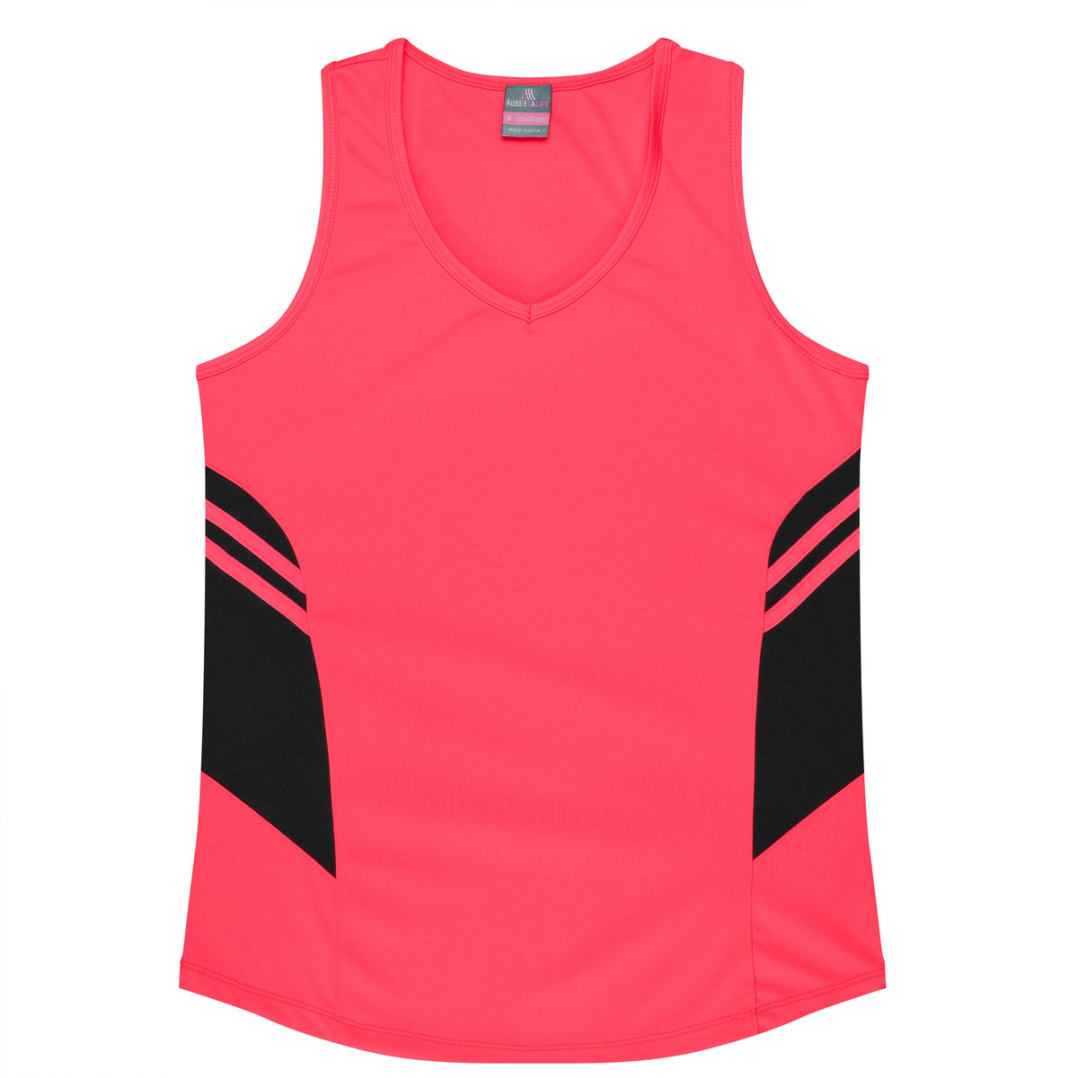 Aussie Pacific Tasman Ladies Singlet 2111 - Neon Pink/Black