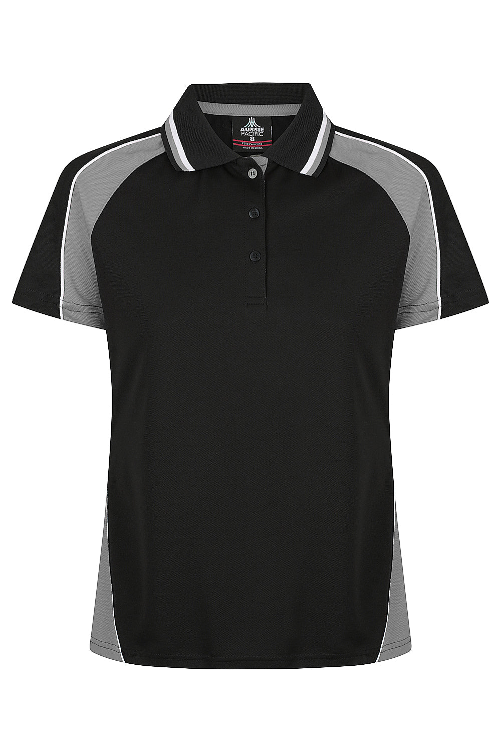 Aussie Pacific Panorama Ladies Polo 2309 - Black/Ashe/White