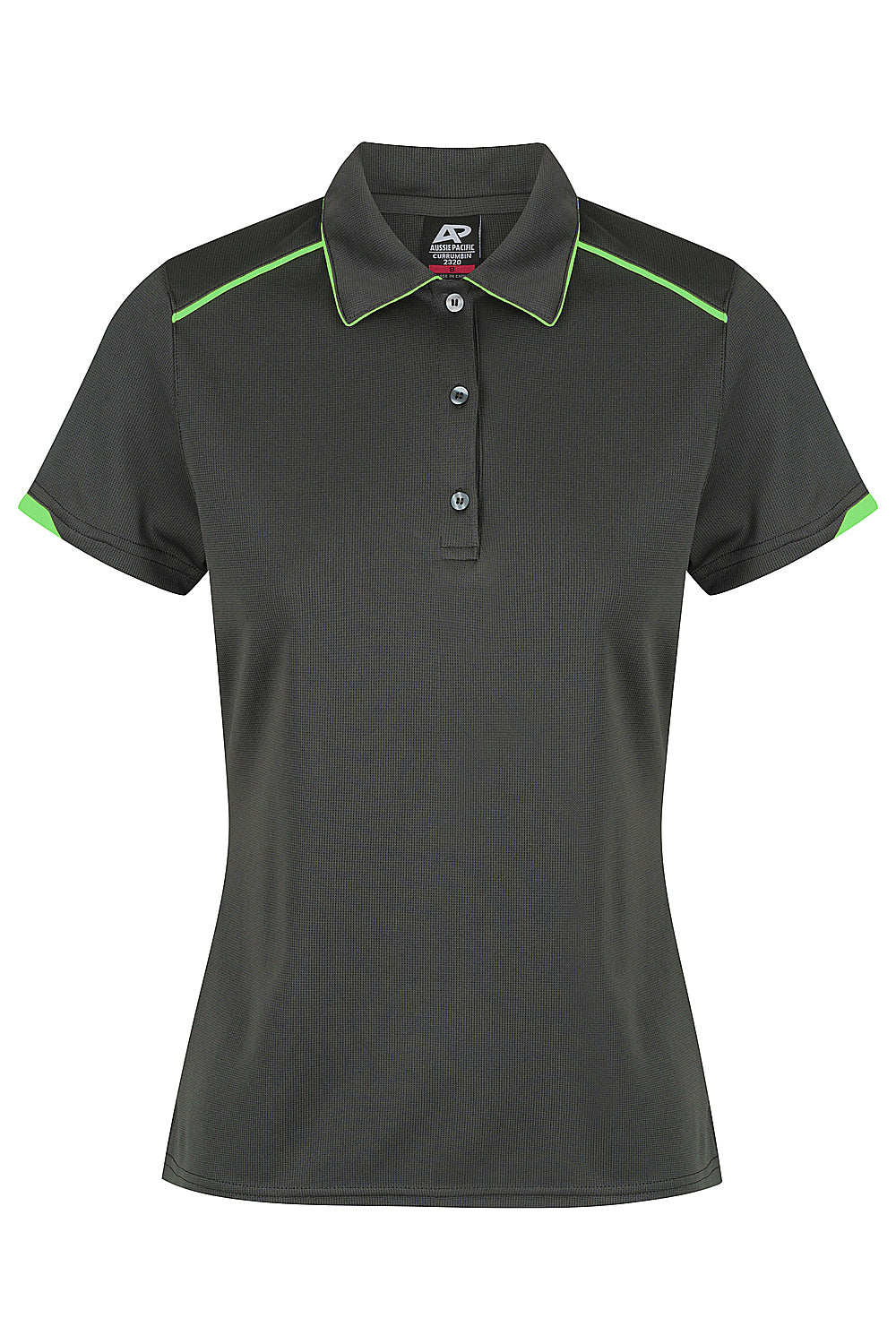 Aussie Pacific Currumbin Ladies Polo 2320 - Slate/Hi Viz Green