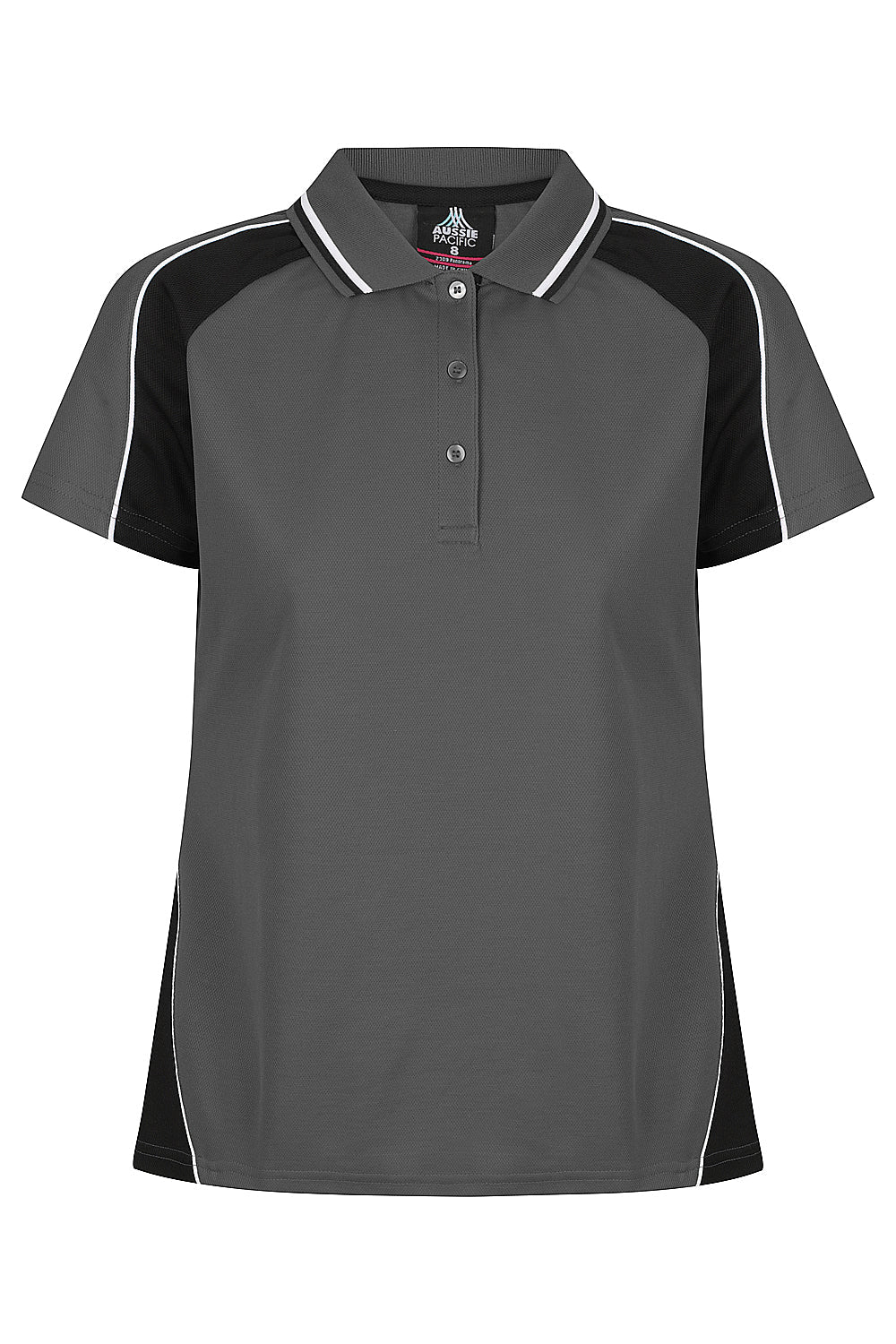 Aussie Pacific Panorama Ladies Polo 2309 - Slate/Black/White