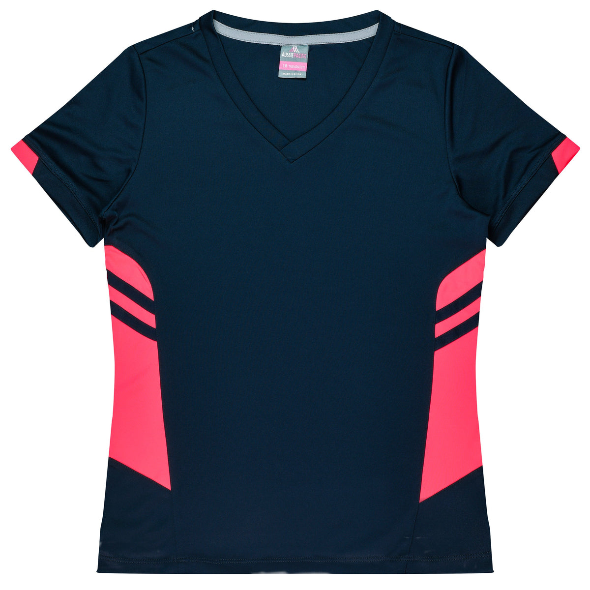 Aussie Pacific Tasman Ladies Tee 2211 - Navy/Neon Pink