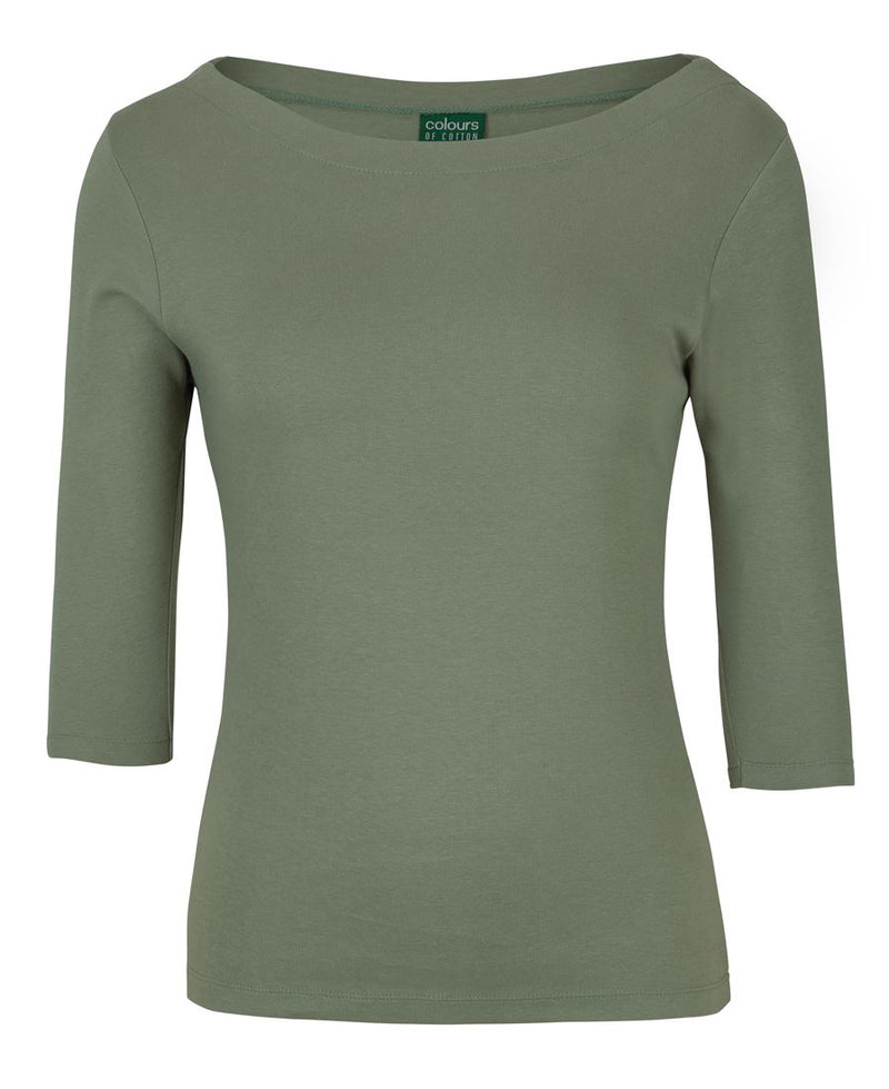 C of C LADIES 3/4 SLEEVE BOAT NECK TEE - Sage