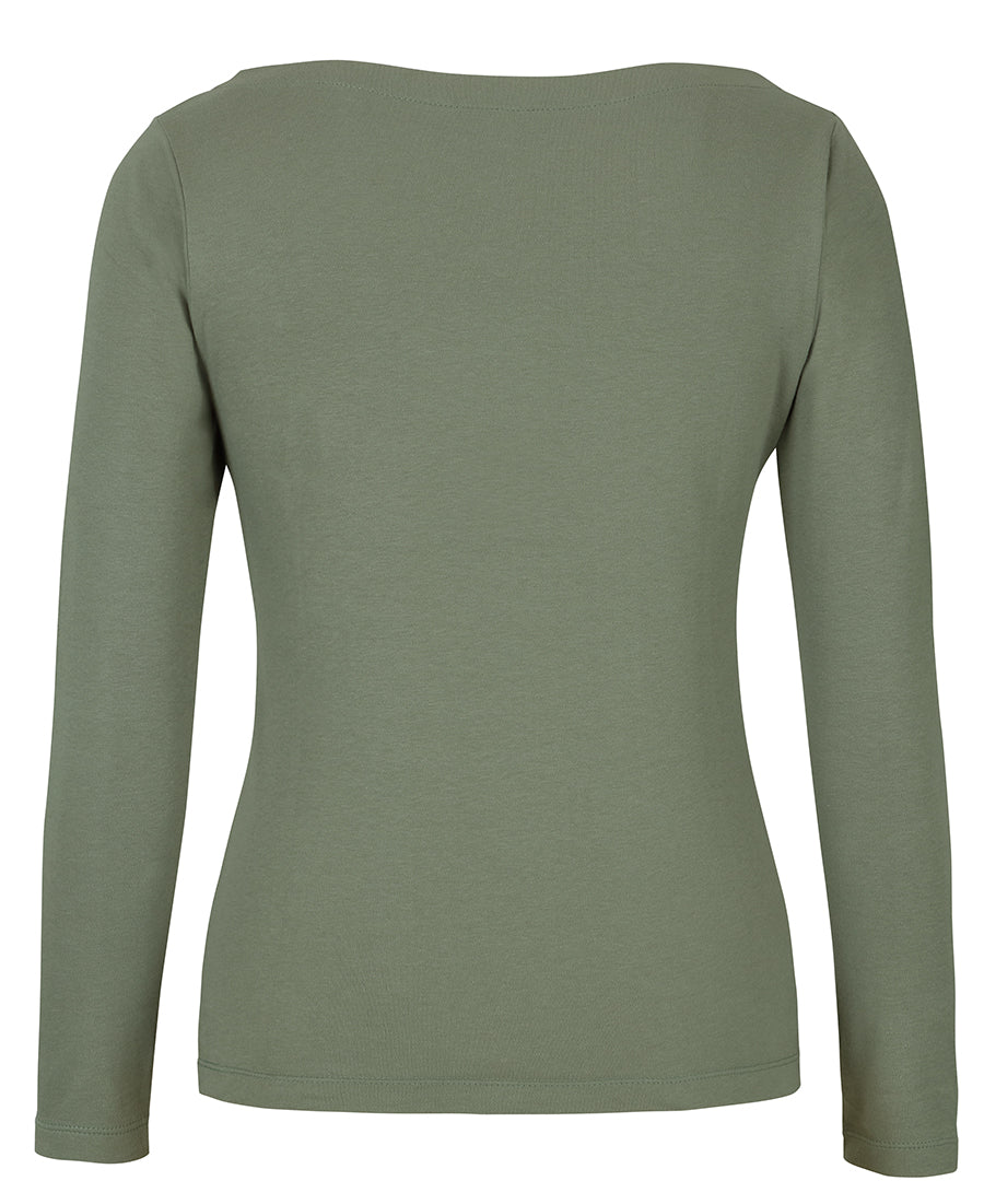 C of C Ladies L/S Boat Neck Tee - Sage - Back