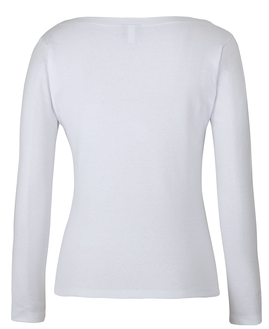 C of C Ladies L/S Boat Neck Tee - White - Back