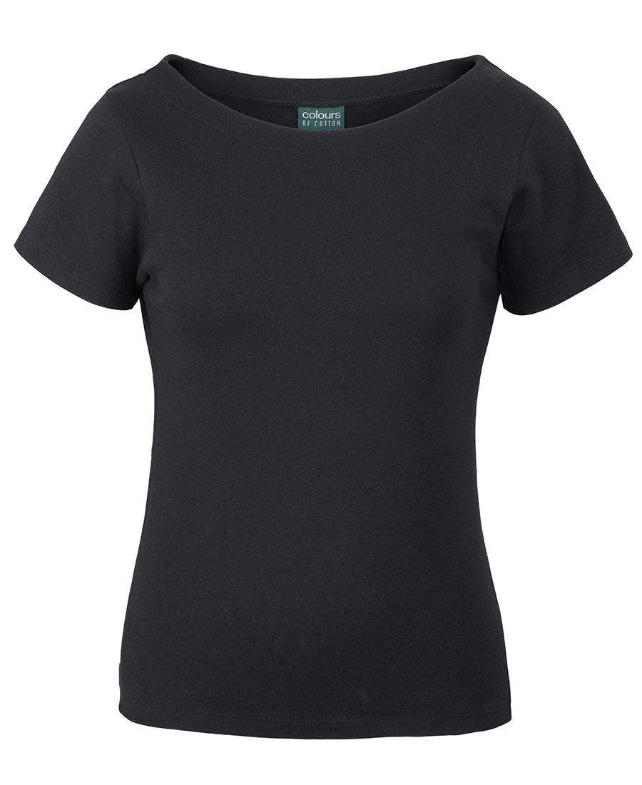 C of C Ladies Boat Neck Tee - Black - Front