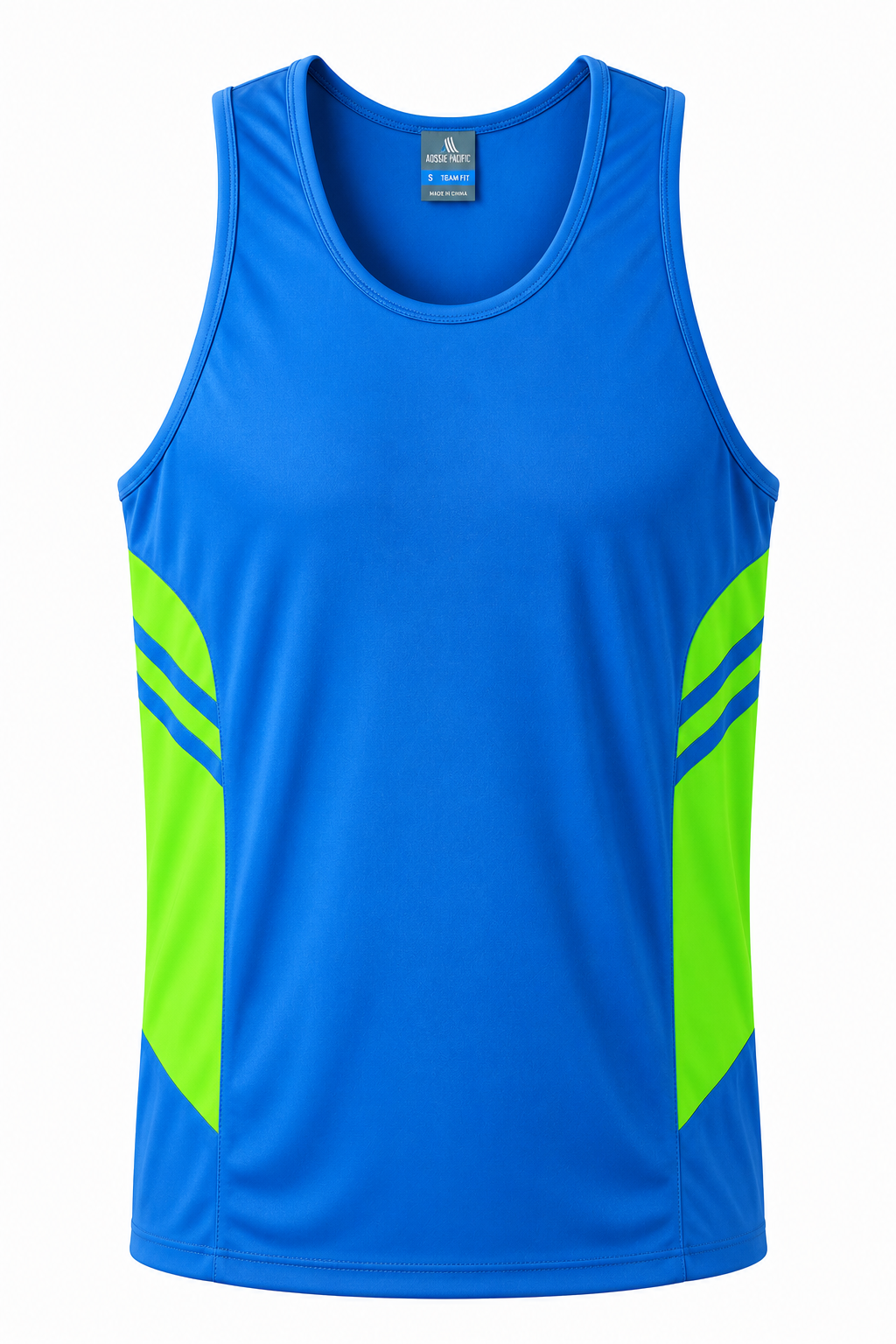 Aussie Pacific Tasman Men's Singlet 1111 - Cyan/Neon Green